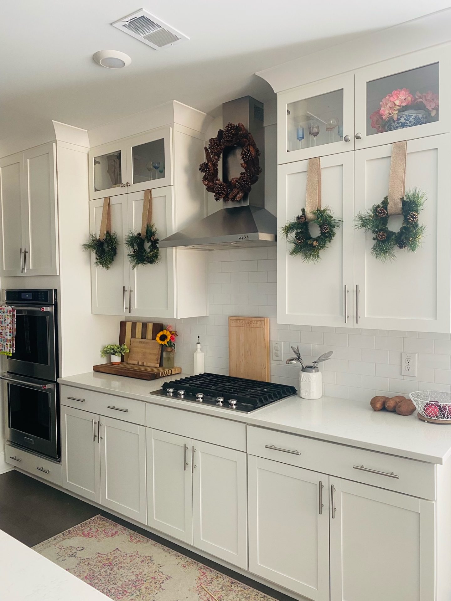 DIY Kitchen Cabinet Christmas Wreaths