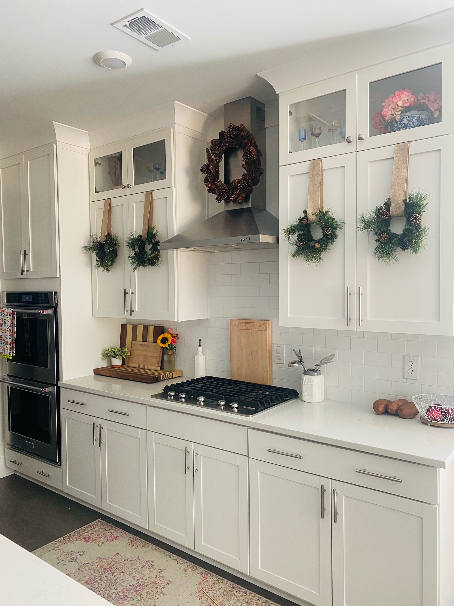 DIY Kitchen Cabinet Christmas Wreaths - Morgan Jennifer | a lifestyle blog
